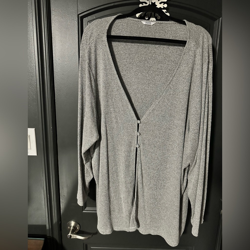 Penningtons Heather Gray Knit Cardigan